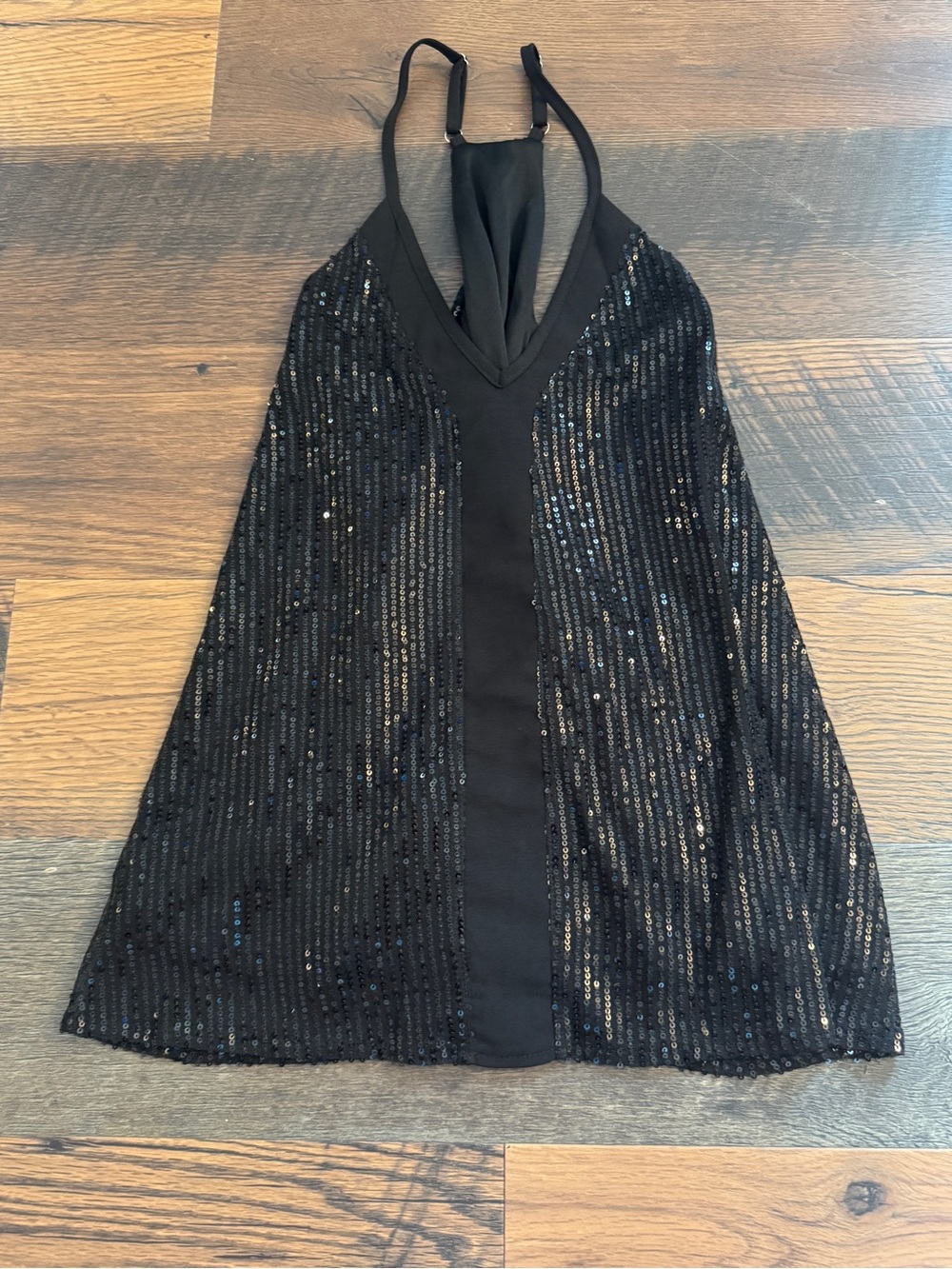 Black Sequin Halter Party Top - Picture 2 of 5